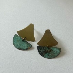 Elegant Brass and Patina Earrings